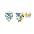 14K Gold Heart Shaped Birthstone Stud Earrings