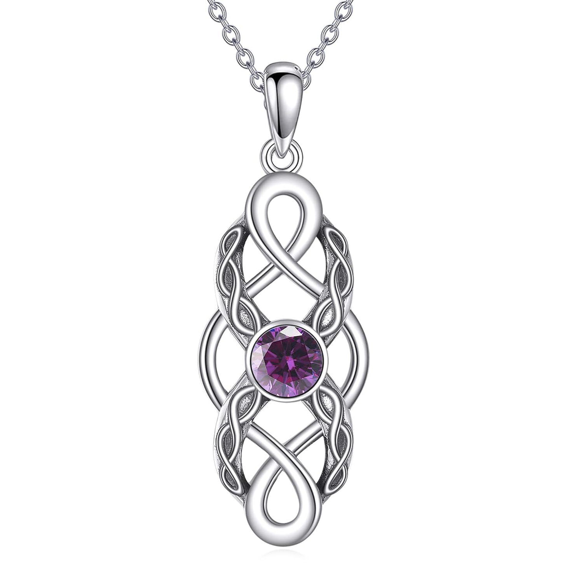 925 Sterling Silver Yellow Birthstone Celtic Knot Pendant Necklace