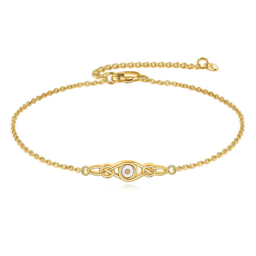 925 Sterling Silver Celtic Knot Birthstone Bracelet - Platinum Plated Adjustable Chain
